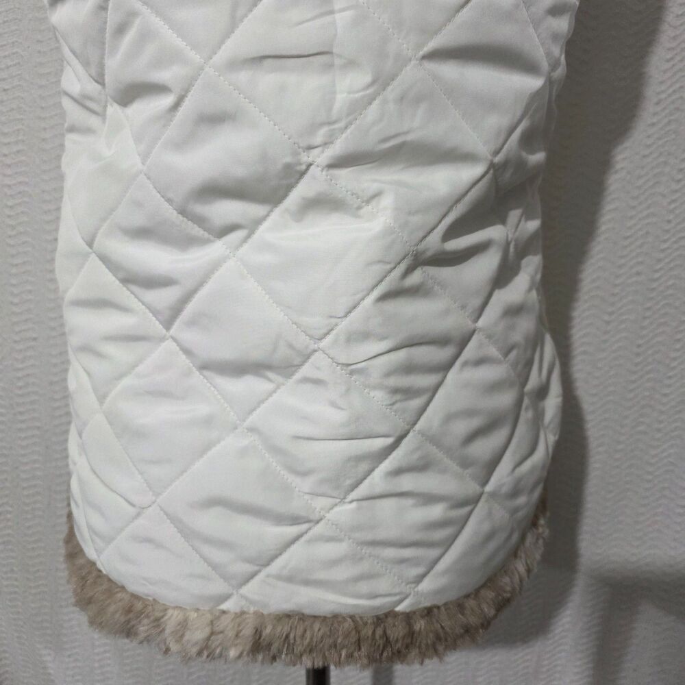 Casual Identity Reversible White & Brown Animal Print Faux Fur Zip Vest S - Picture 6 of 15